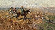 Franz Roubaud Horsemen in the hills china oil painting artist